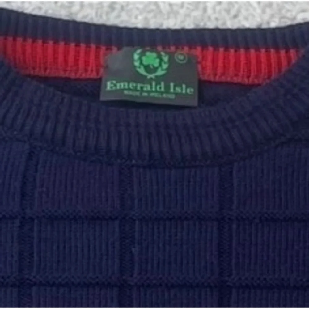 Emerald Isle Sweater Mens M Multicolor Colorblock Knit Made in Ireland Crest